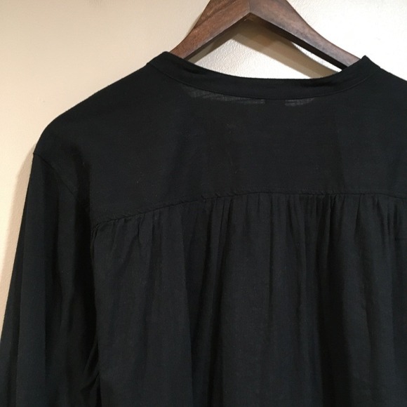 Old Navy Mandarin Collar Button Up Swing Blouse Womens XXL Tall Black Minimalist - Picture 7 of 12